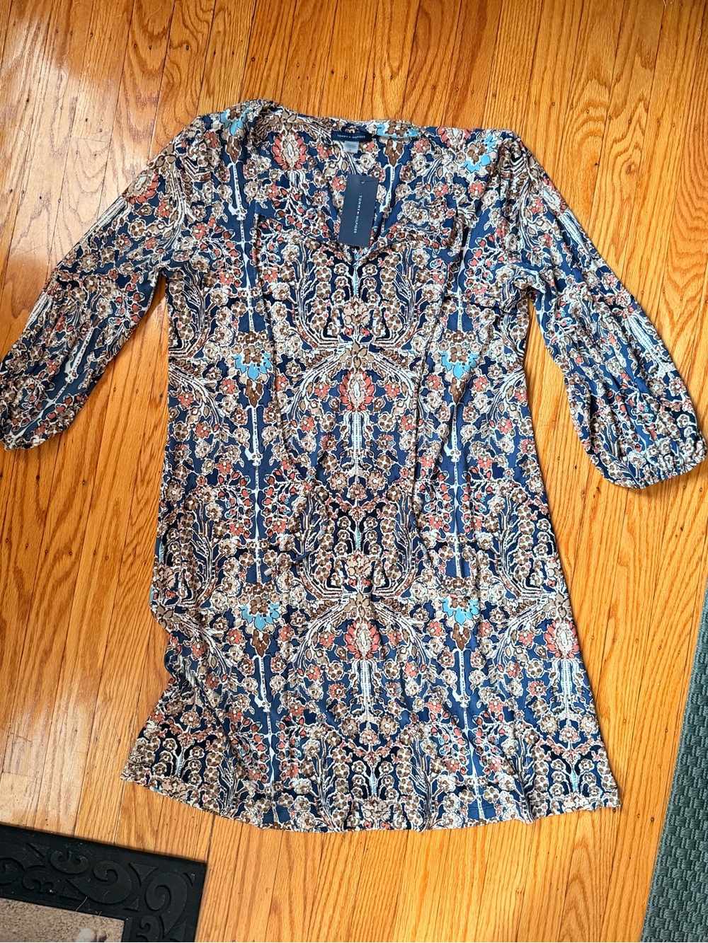 Tommy Hilfiger Navy Floral Long Sleeve Shift Dress